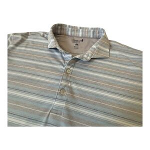 EUC Johnnie-O Striped Polo Shirt in Blue and Gray Sz XL